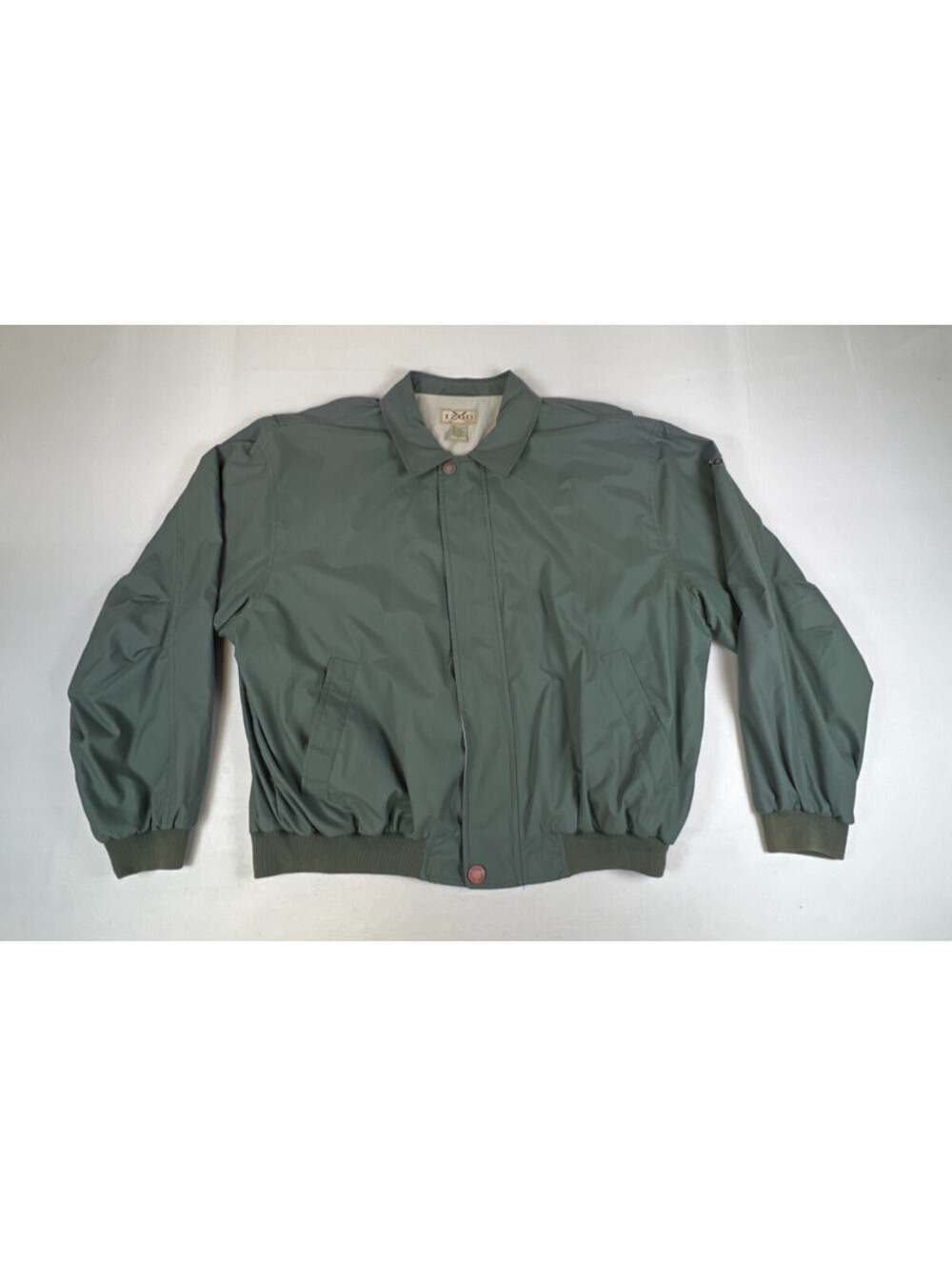 IZOD Men L Green Full Zip Golf Bomber Jacket Windbreaker Vintage Outerwear